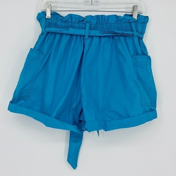 Urban Outfitters Fiona Paperbag Shorts Belted Turquoise Women's Size Large - Picture 7 of 7